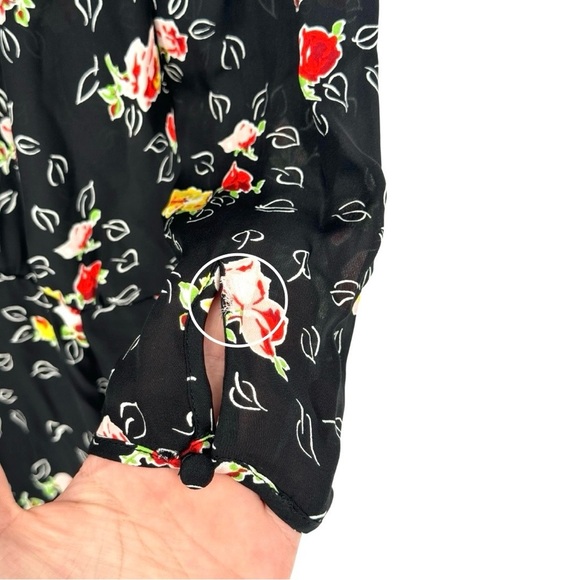 Veronica Beard Arielle Silk Faux-Wrap Dress Black Floral Multi Midi Length - Picture 10 of 14